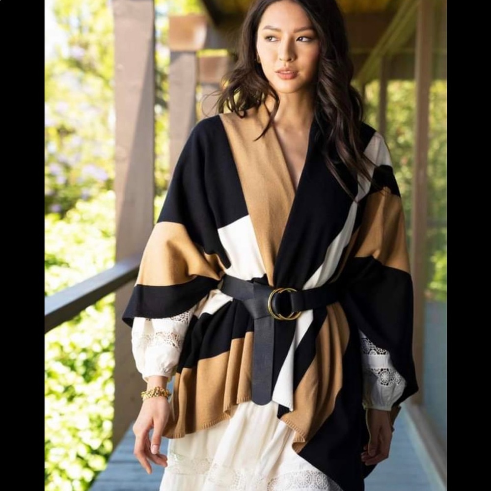 ParrishLA Poncho Versatile Striped Stevie Poncho - Picture 7 of 11